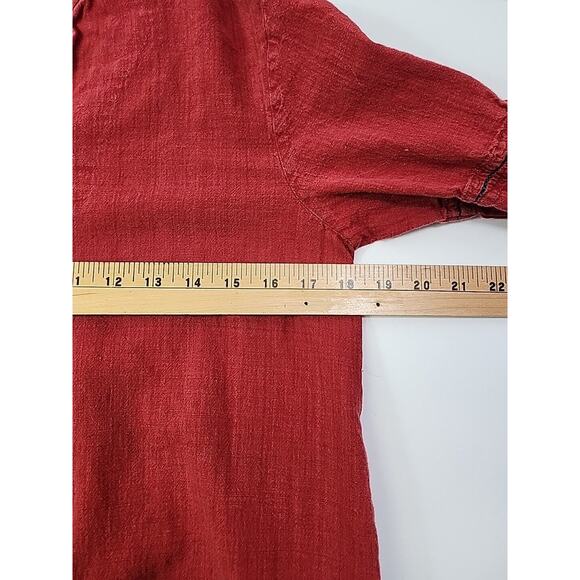 Grassroot Anita Dongre Anthro Midi Shift Dress M 8 Red Cotton L/S Lagenlook - Picture 6 of 10